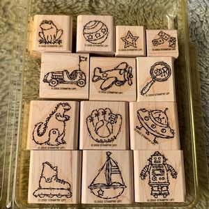 Stampin UpToy Box Rubber Stamp Set of 13 - Retired, Vintage